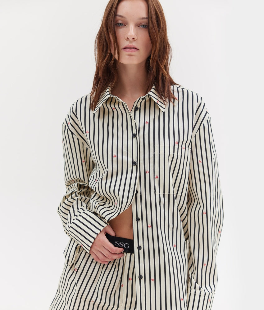 AGNES SHIRT B&W STRIPES