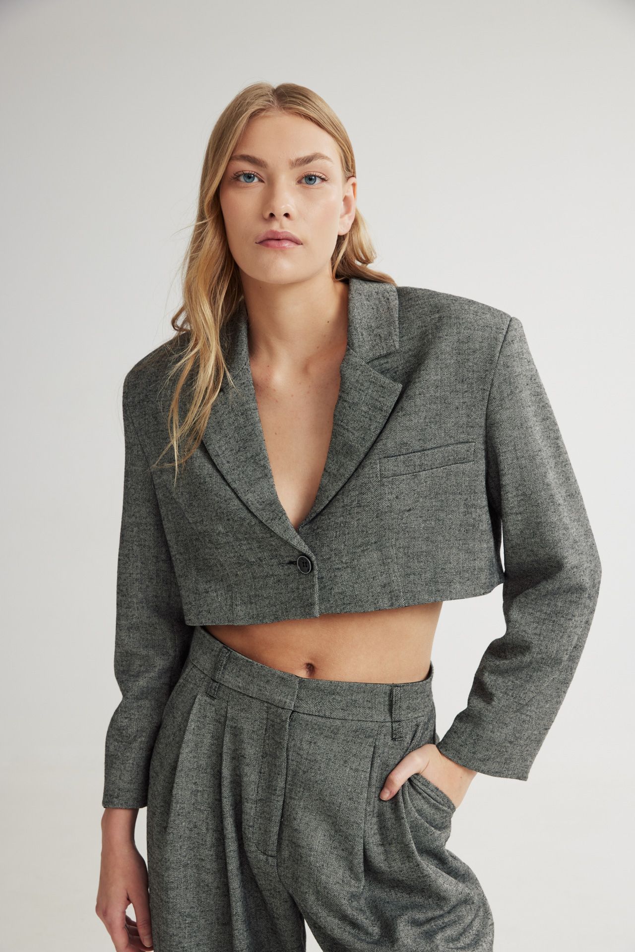 Christopher Cropped Blazer Grey