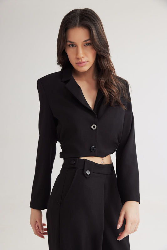 Tia Cropped Blazer Black